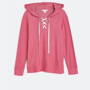 Pink Lace-Up Hoodie